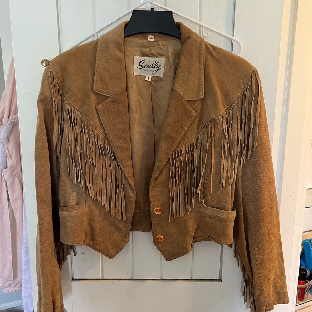 Leather fringe jacket